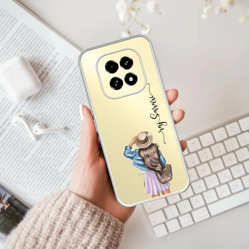 Girl With Hat Customize Anti Yelllow Case For Realme C63 5G
