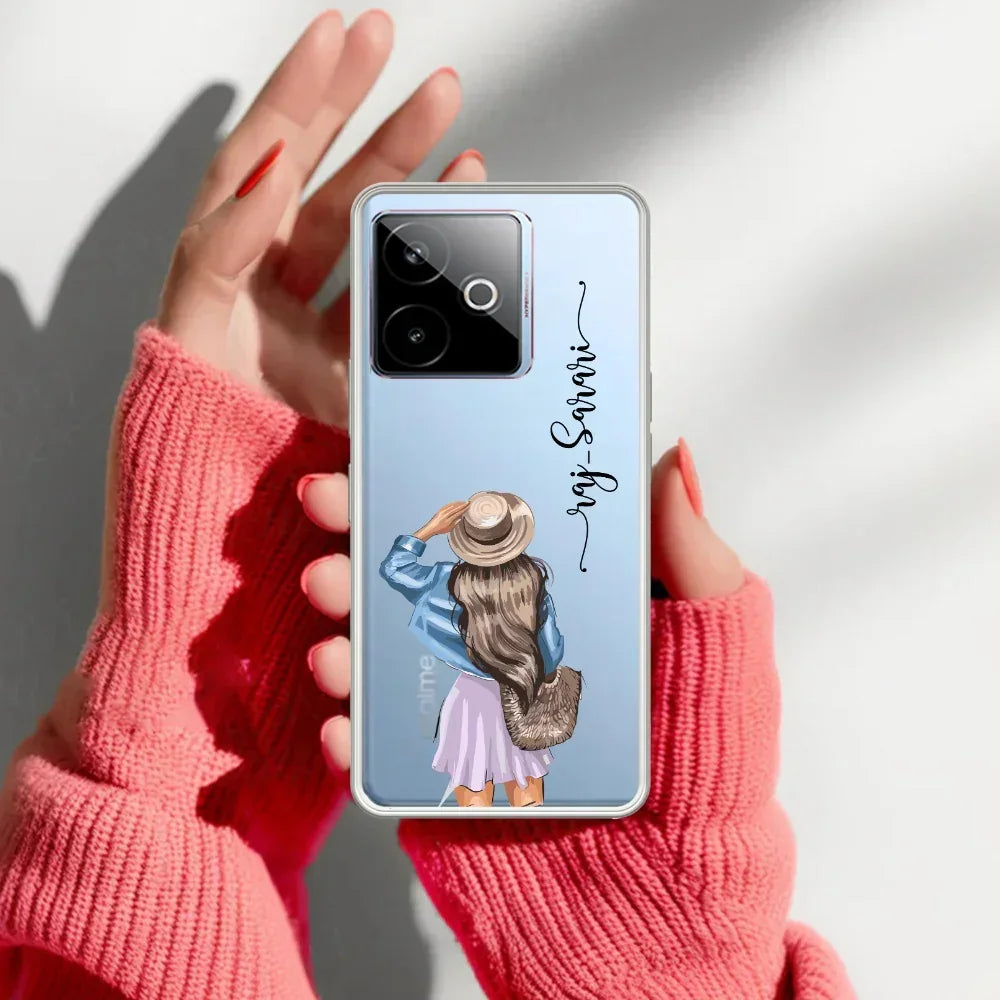 Girl With Hat Customize Transparent Silicon Case For Realme Narzo 70 5G
