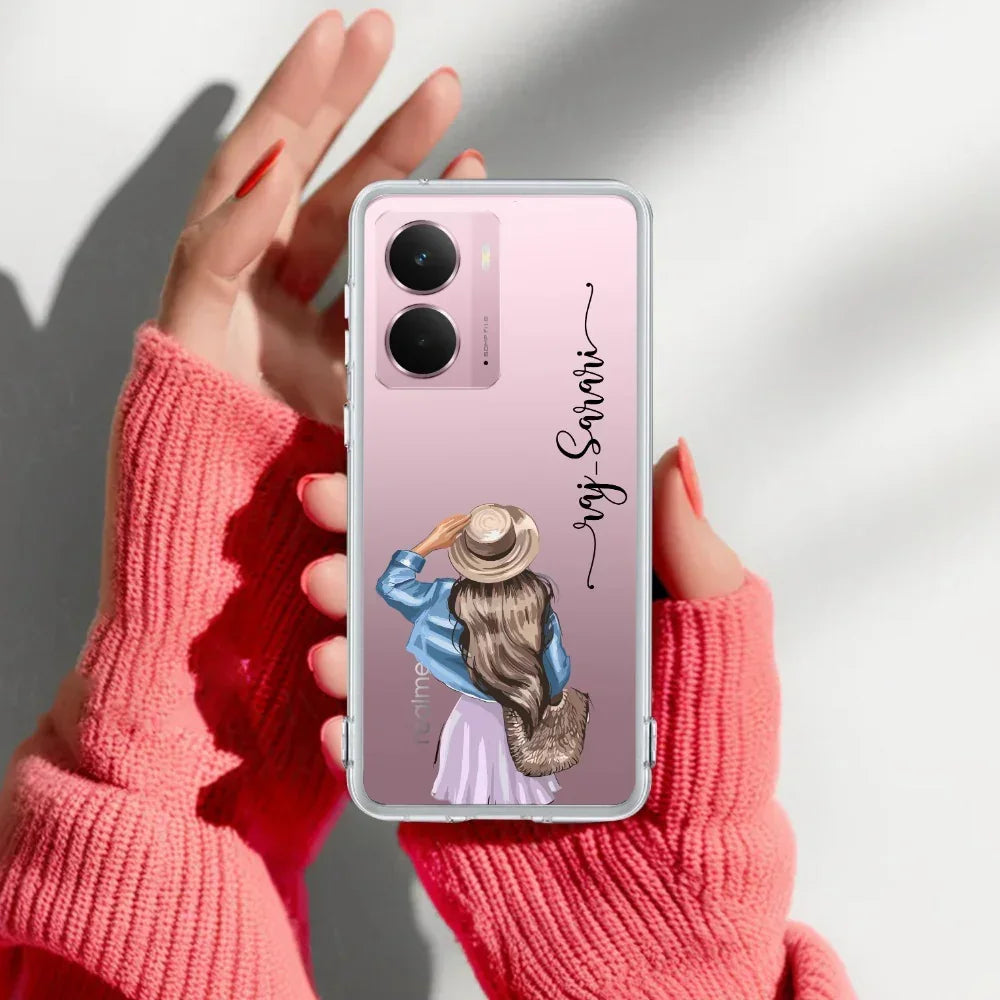 Girl With Hat Customize Anti Yelllow Case For Realme P3 5G