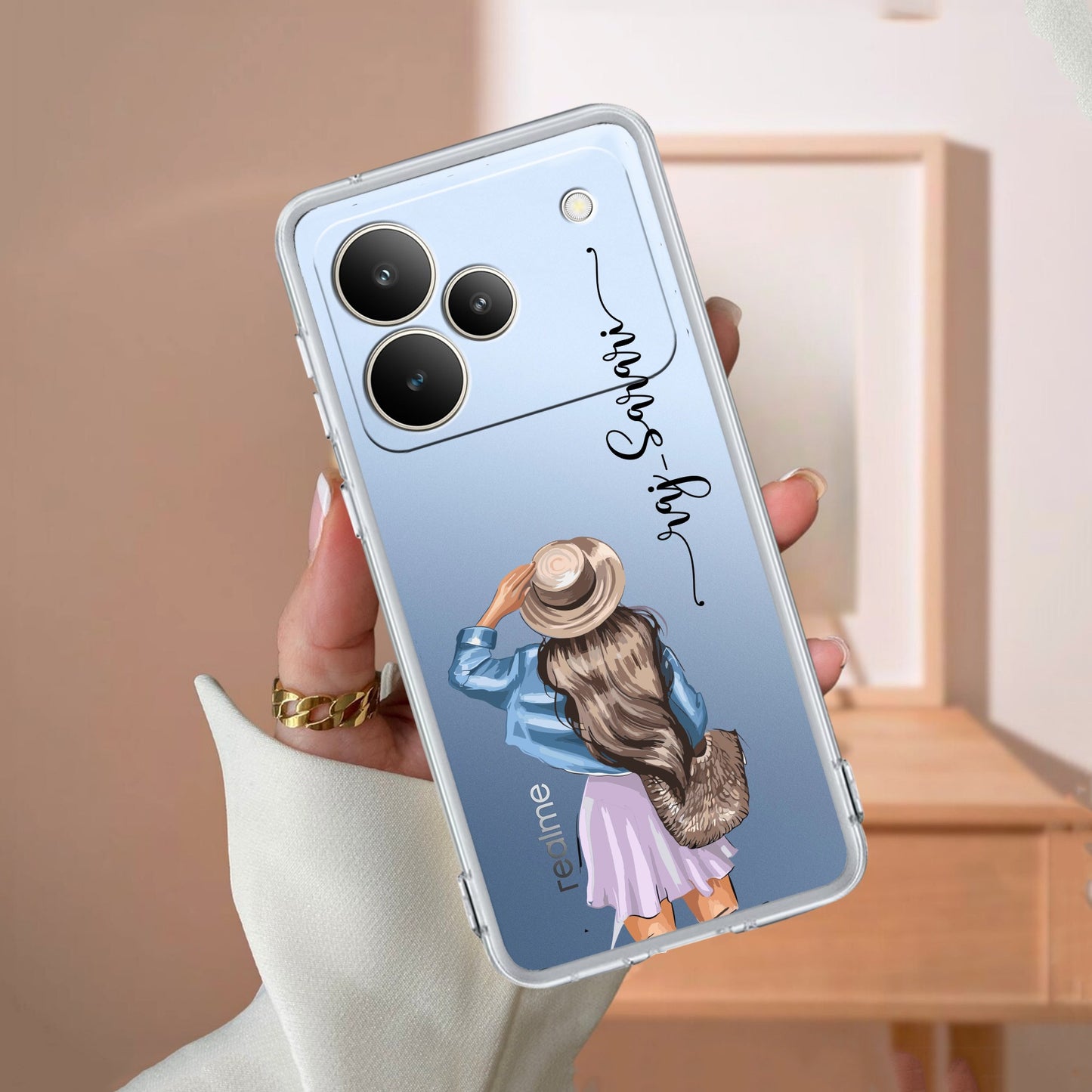 Girl With Hat Customize Transparent Silicon Case For Realme/Narzo