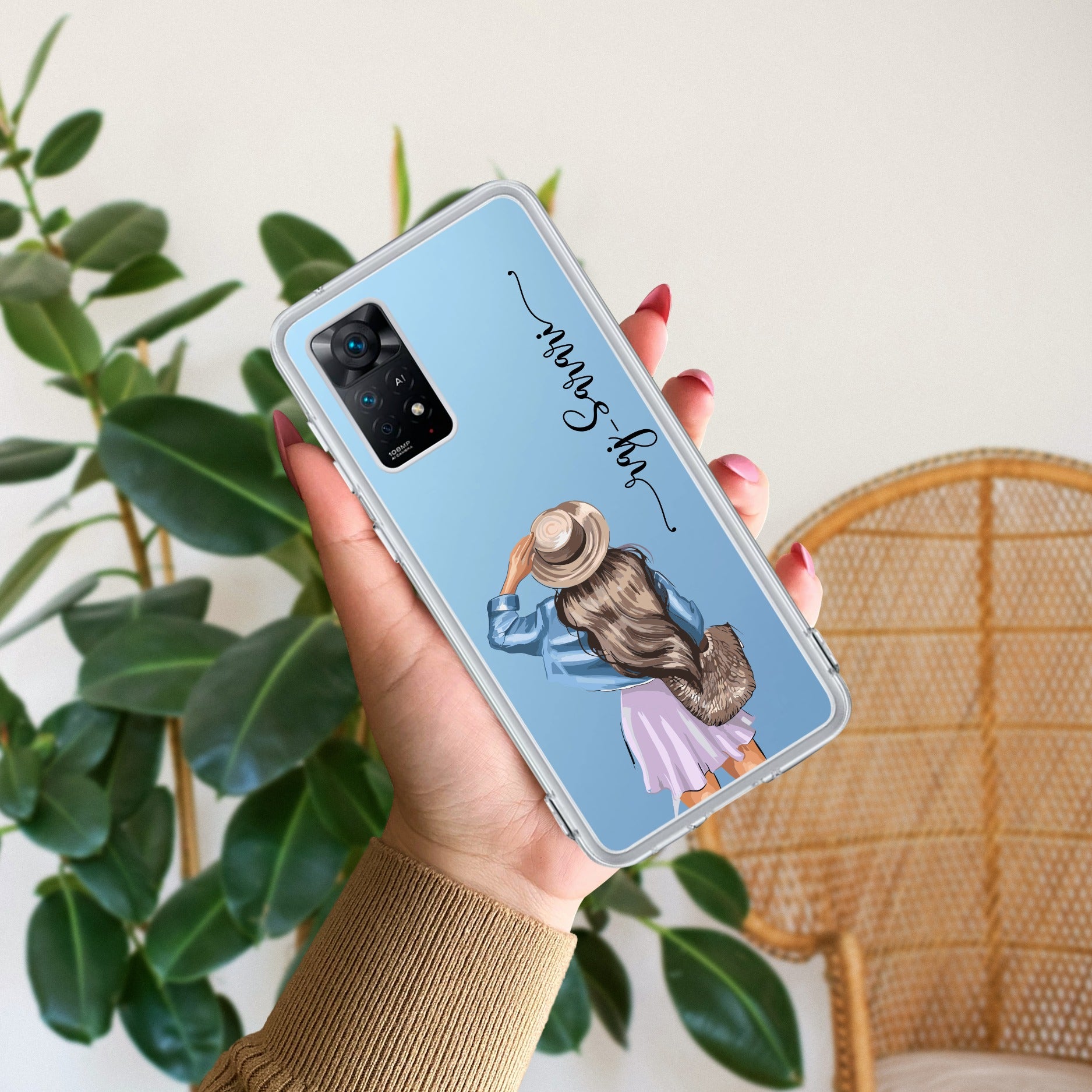 Girl With Hat Customize Transparent Silicon Case For Redmi Note 11