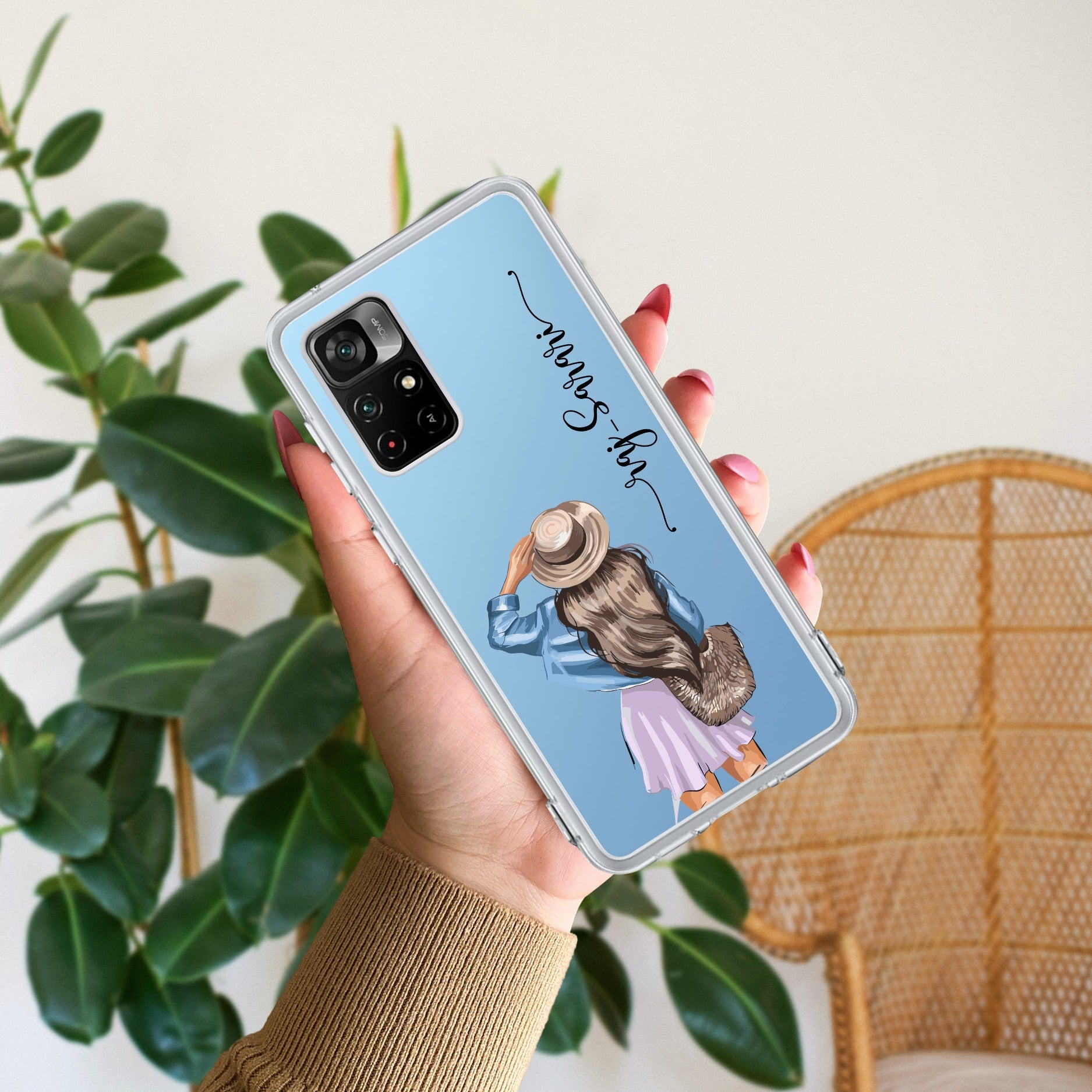 Girl With Hat Customize Transparent Silicon Case For Redmi/Xiaomi
