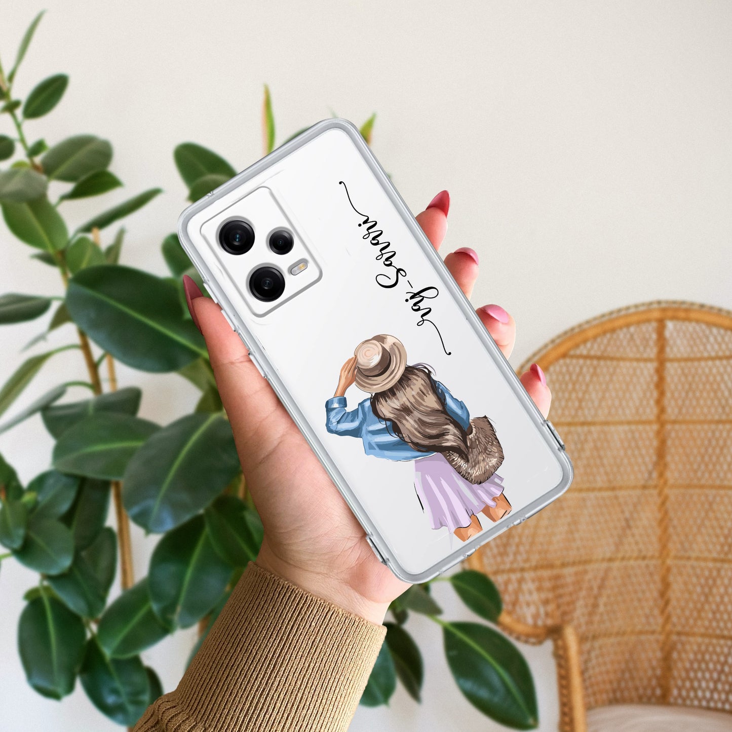 Girl With Hat Customize Transparent Silicon Case For Redmi/Xiaomi