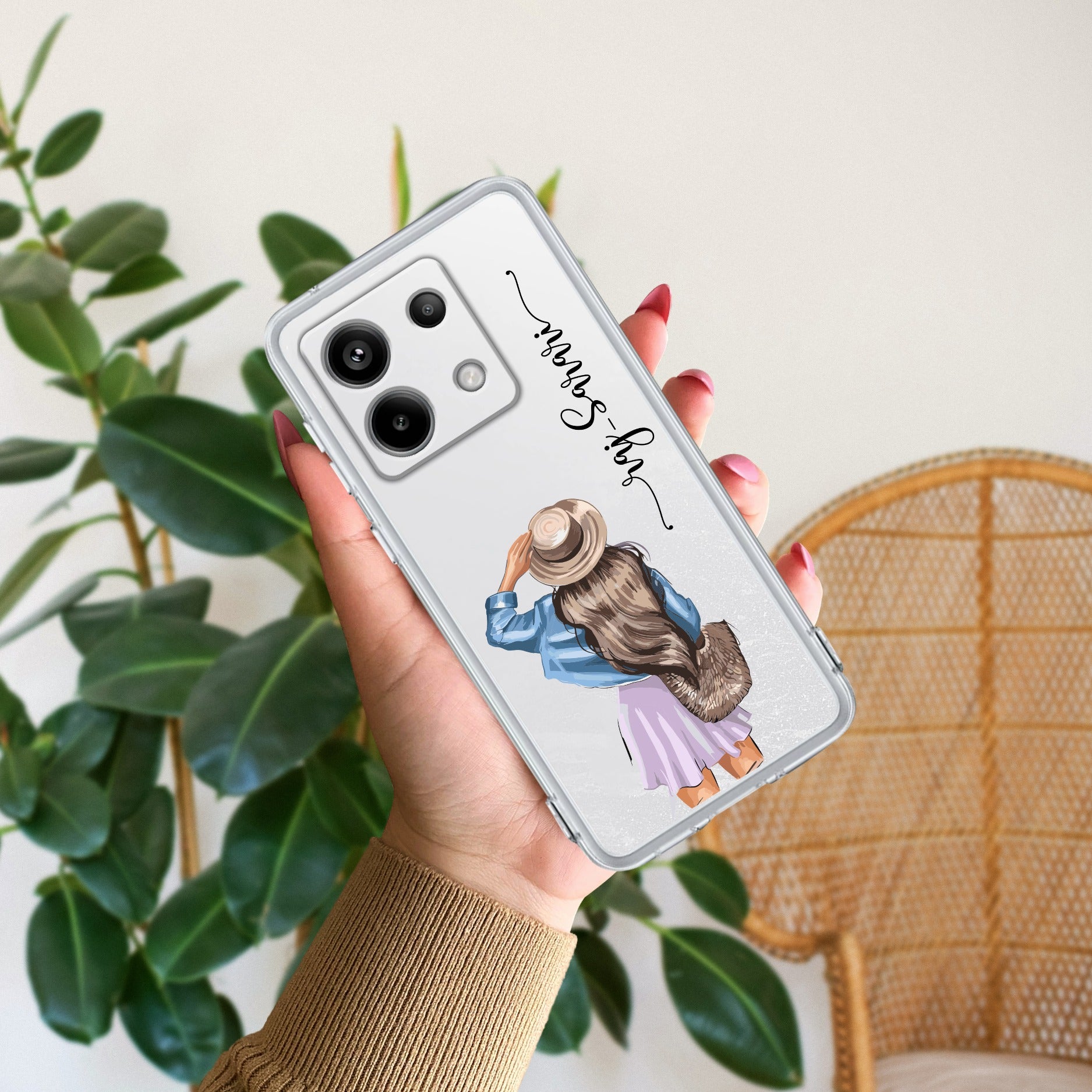 Girl With Hat Customize Transparent Silicon Case For Redmi/Xiaomi