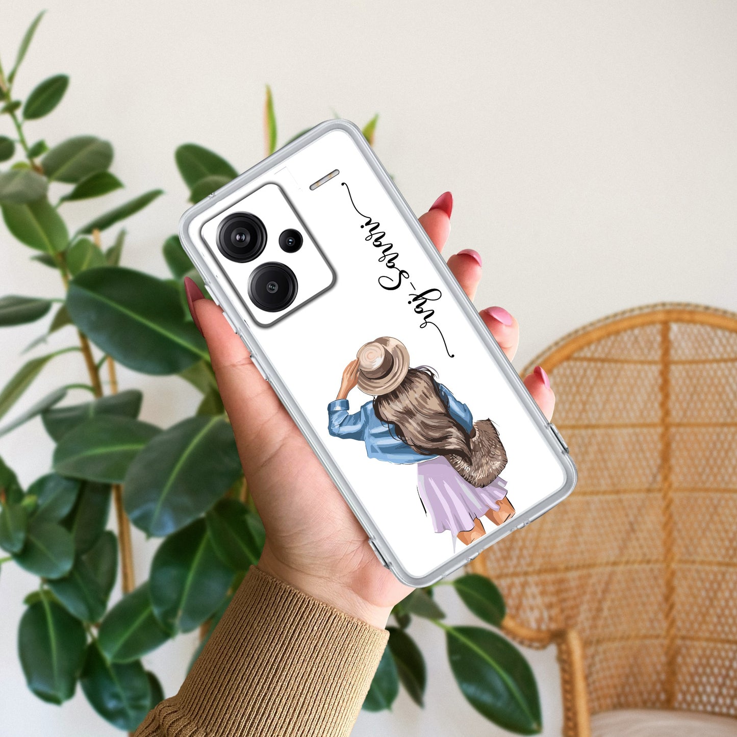 Girl With Hat Customize Transparent Silicon Case For Redmi/Xiaomi