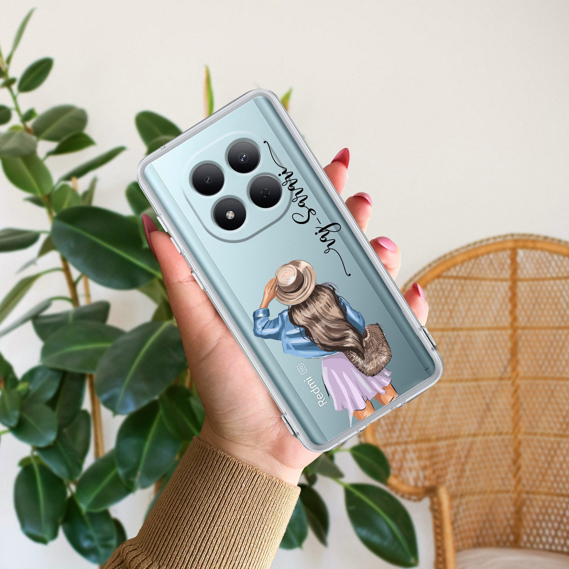 Girl With Hat Customize Transparent Silicon Case For Redmi/Xiaomi