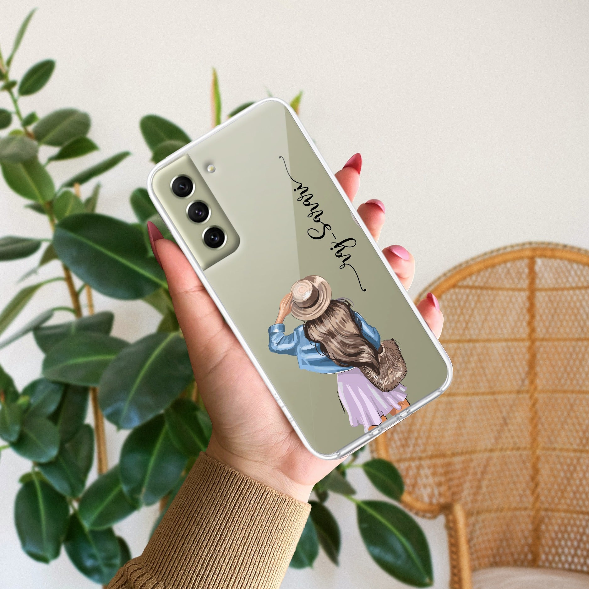 Girl With Hat Customize Anti Yellow Case For Samsung Galaxy S21 FE 5G
