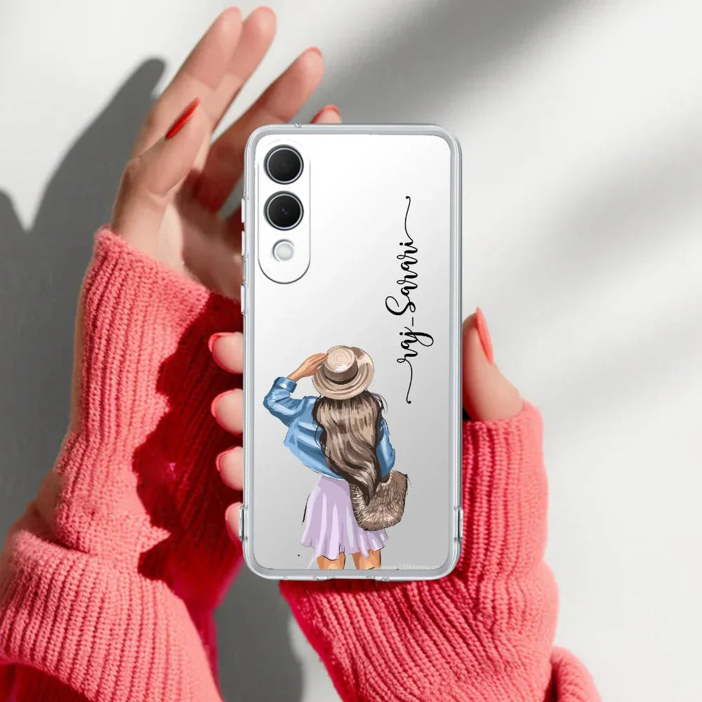 Girl With Hat Customize Anti Yellow Clear Phone Case For Samsung