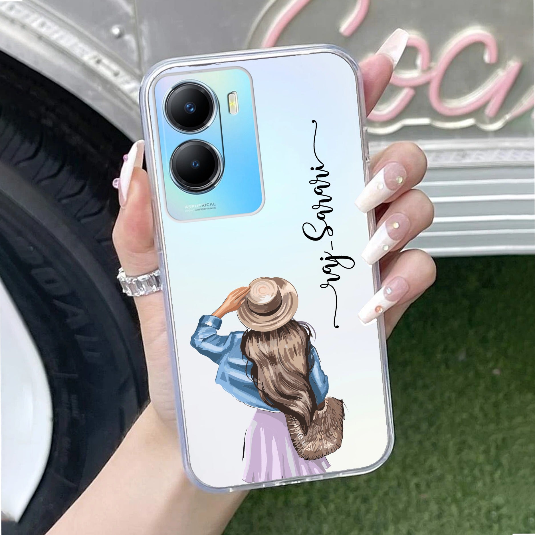 Girl With Hat Customize Transparent Silicon Case For Vivo