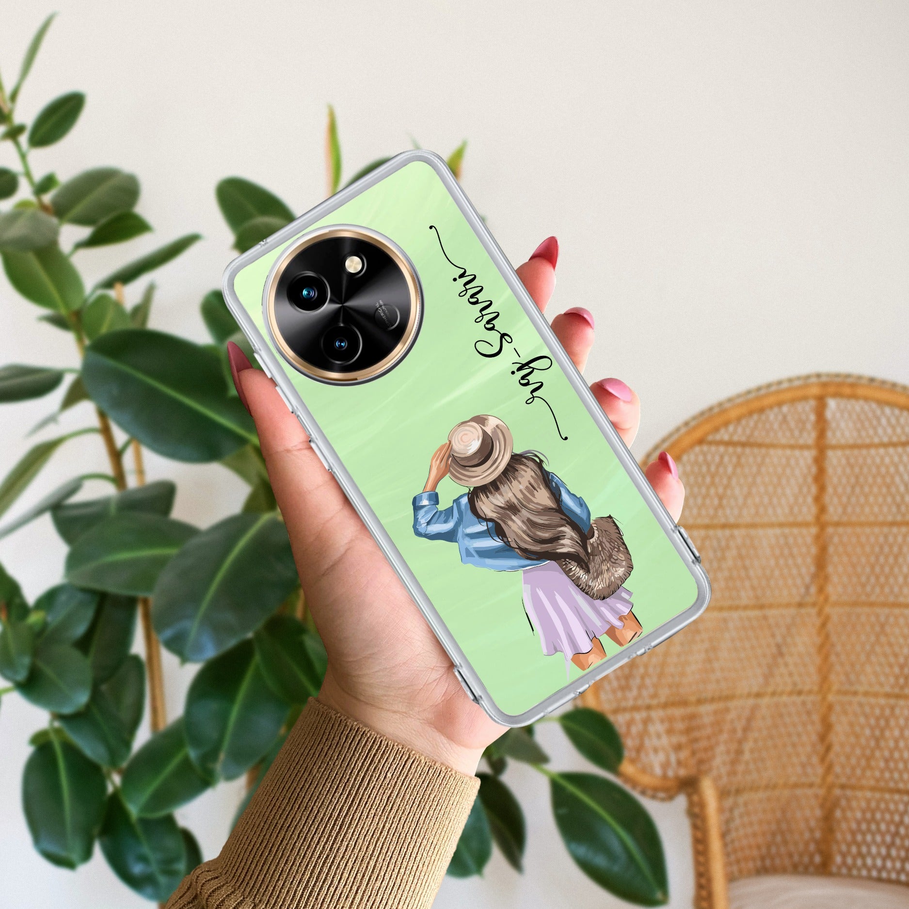 Girl With Hat Customize Anti Yellow Case For Vivo T3X 5G