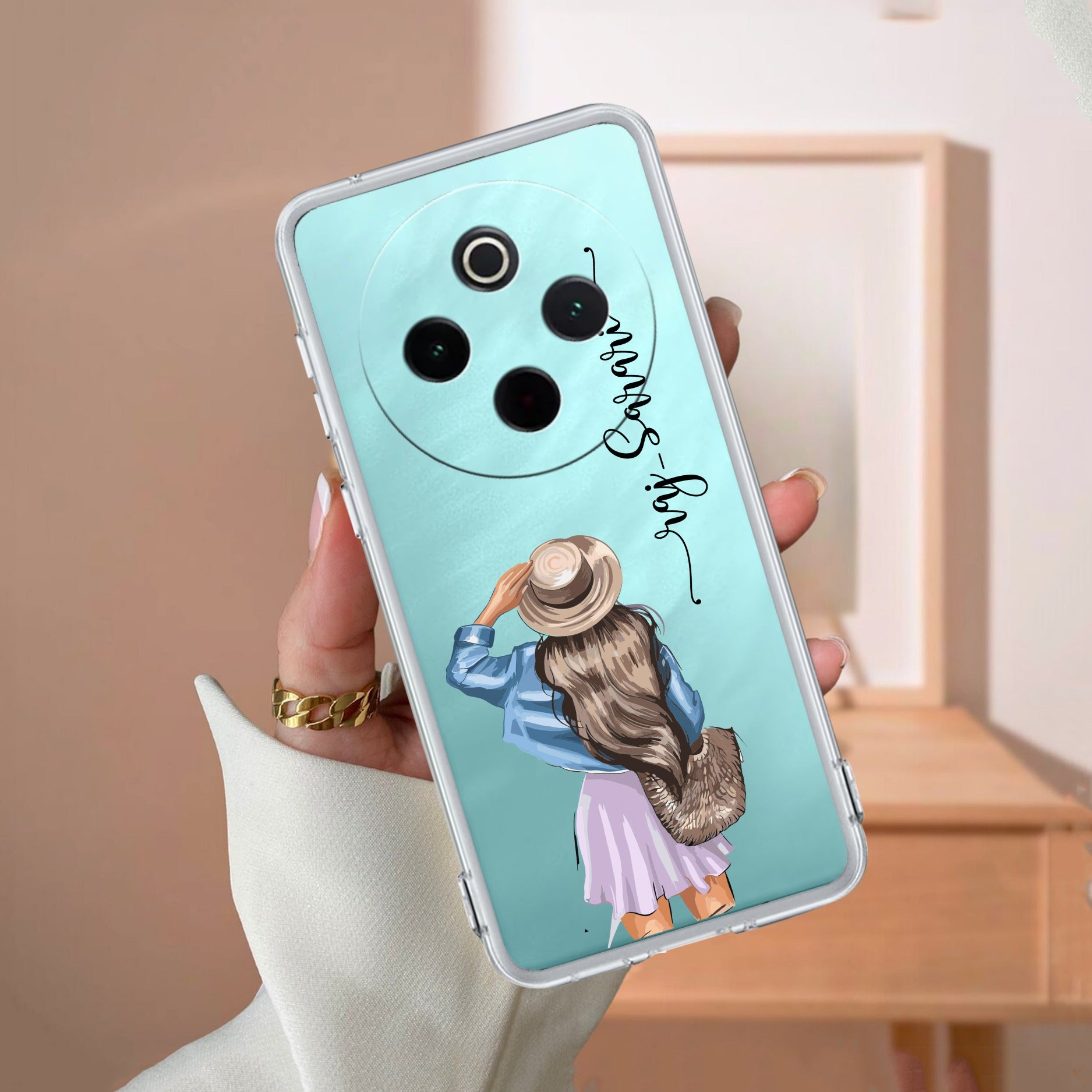 Girl With Hat Customize Anti Yellow Case For Vivo T4 5G