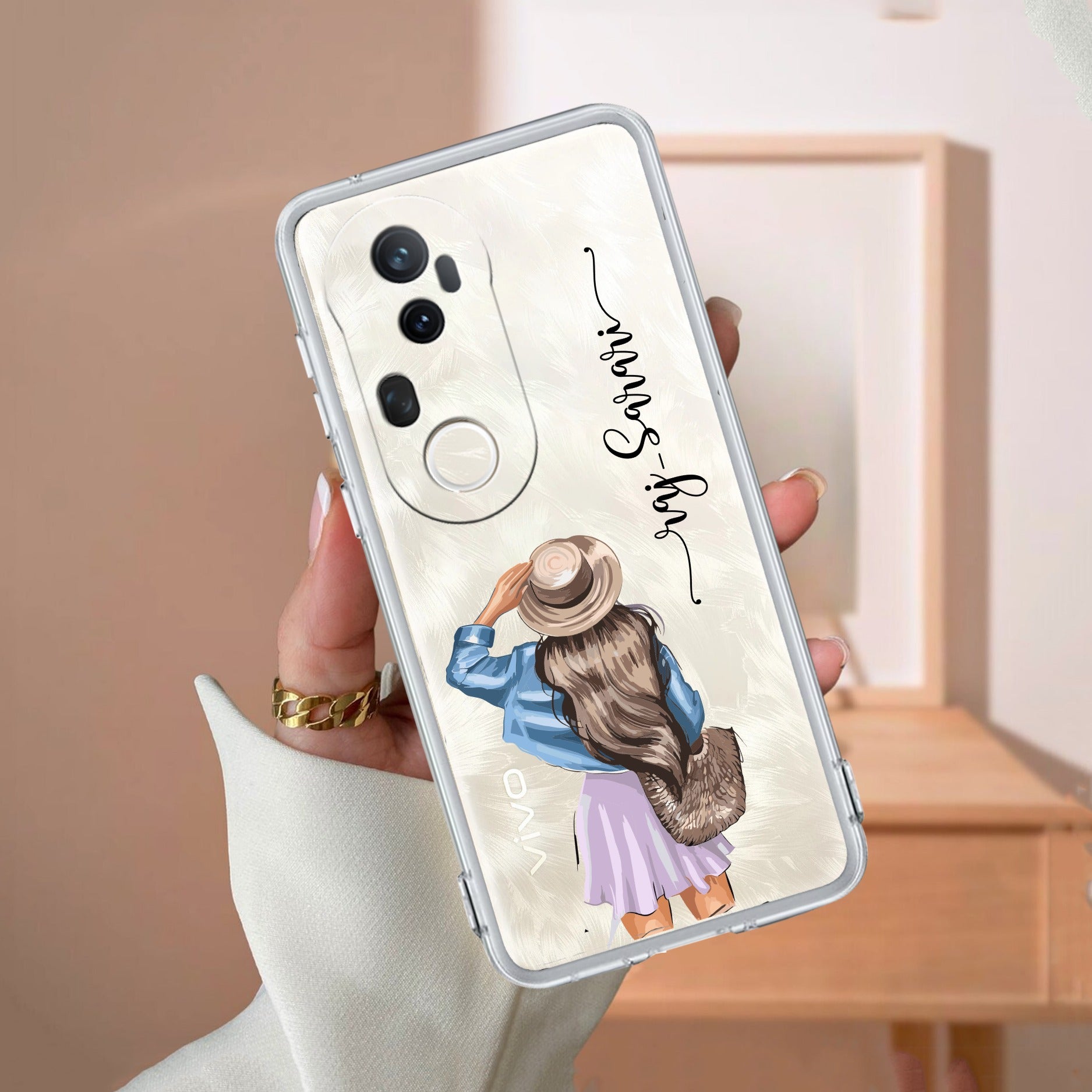 Girl With Hat Customize Transparent Silicon Case For Vivo