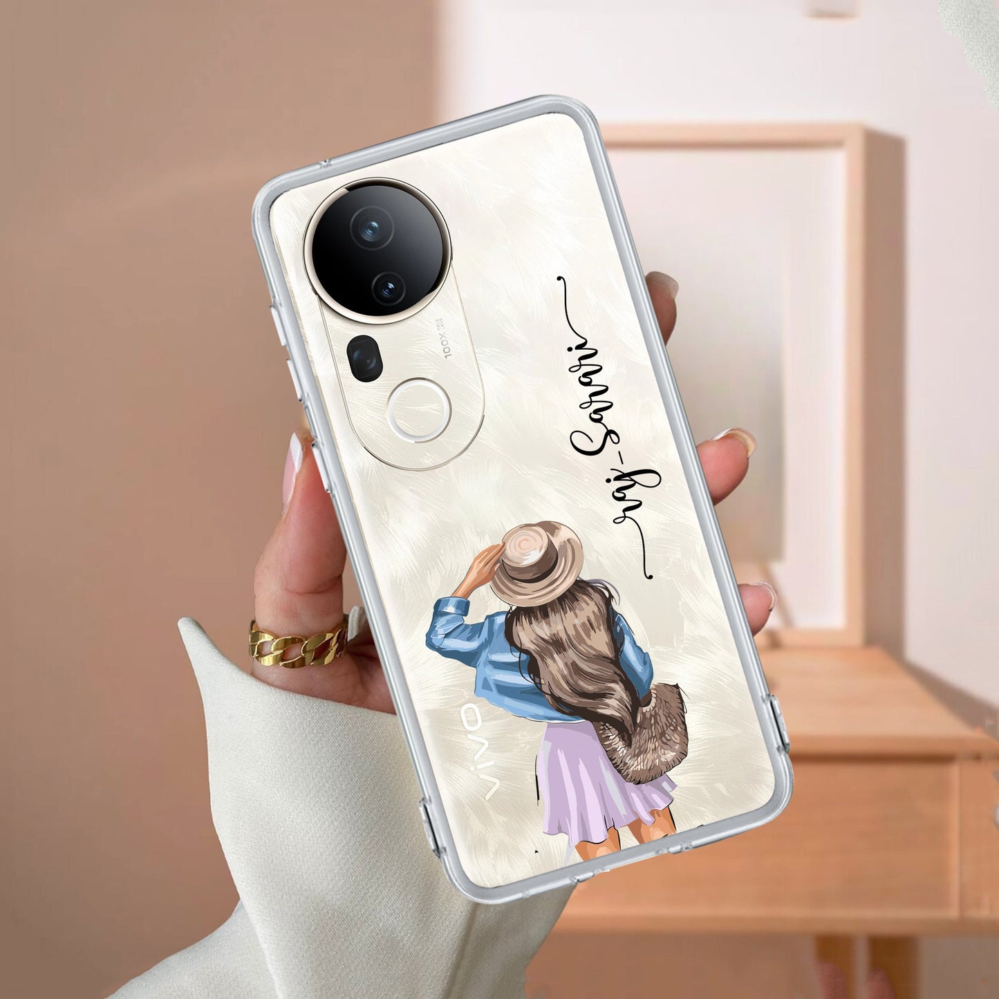 Girl With Hat Customize Transparent Silicon Case For Vivo