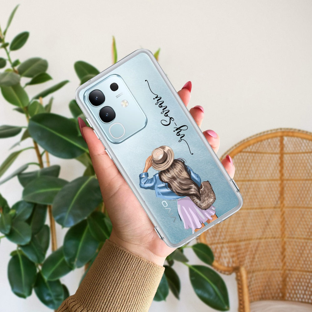 Girl With Hat Customize Transparent Silicon Case For Vivo