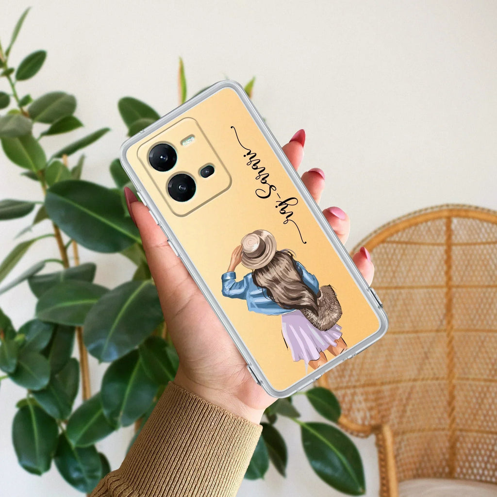 Girl With Hat Customize Transparent Silicon Case For Vivo V25