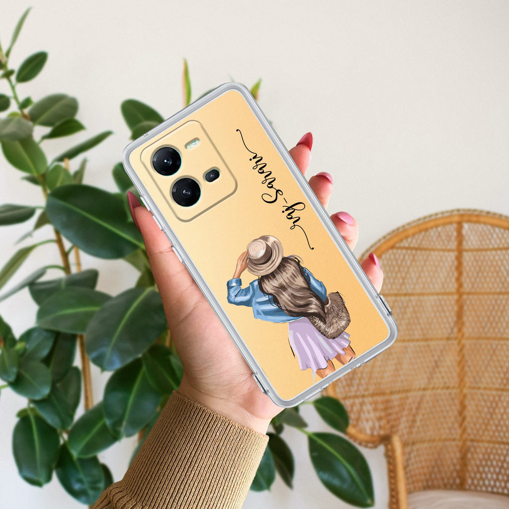 Girl With Hat Customize Anti Yellow Case For Vivo V25