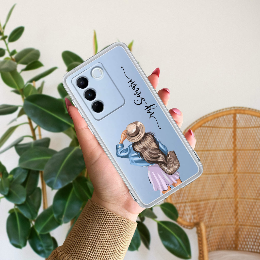 Girl With Hat Customize Anti Yellow Case For Vivo V27 Pro 5G