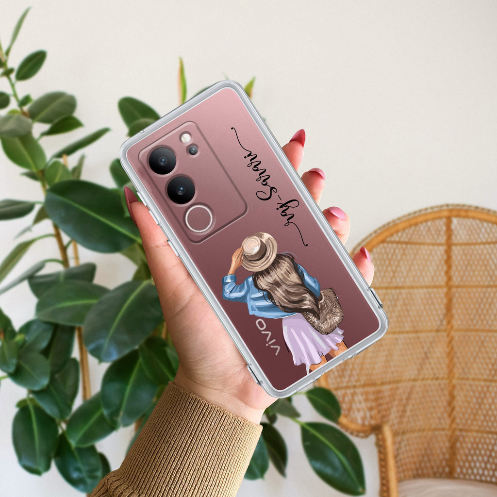 Girl With Hat Customize Anti Yellow Case For Vivo V29 5G