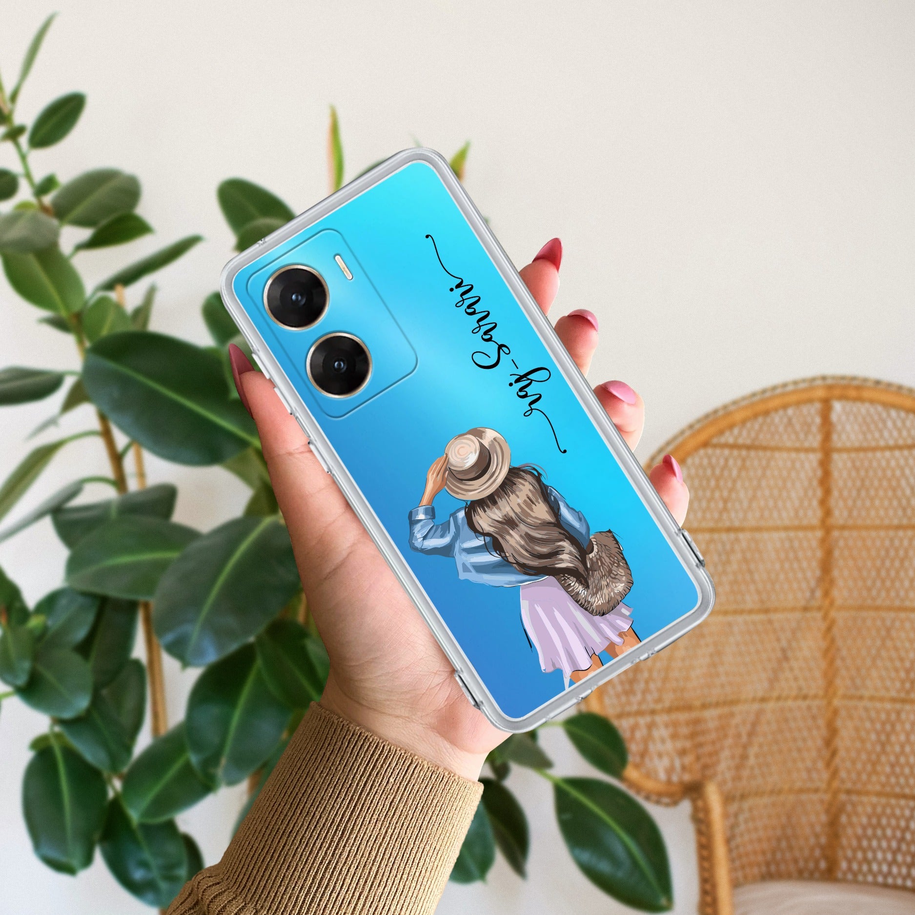 Girl With Hat Customize Anti Yellow Case For Vivo V29E 5G