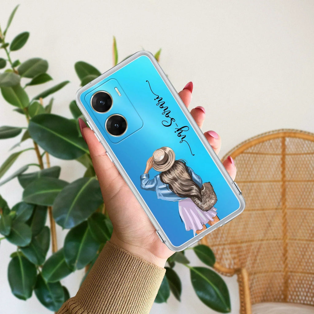 Girl With Hat Customize Transparent Silicon Case For Vivo V29E 5G