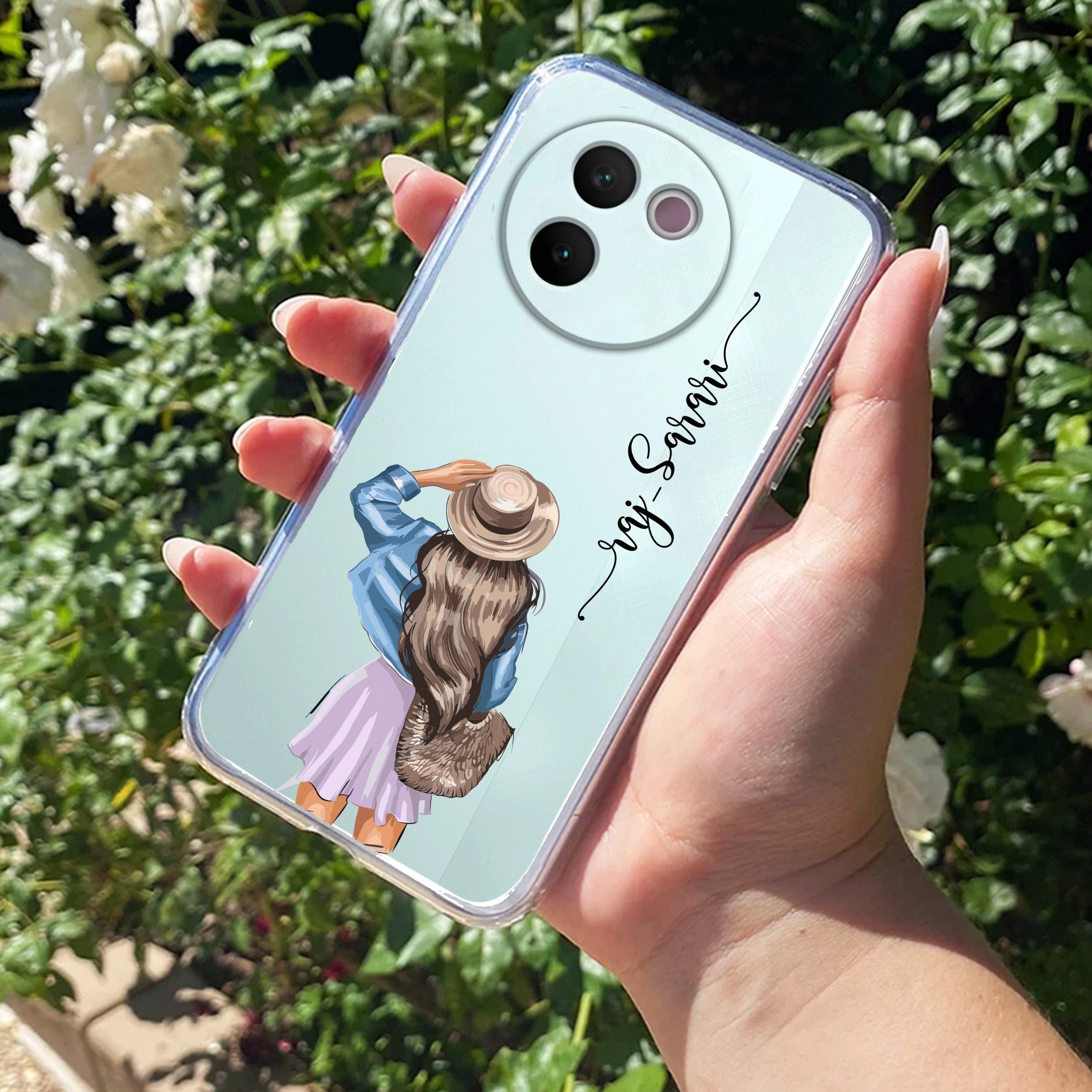 Girl With Hat Customize Anti Yellow Case For Vivo V30e 5G