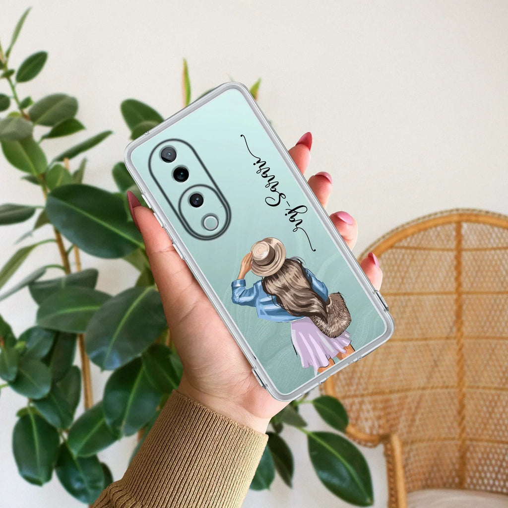 Girl With Hat Customize Transparent Silicon Case For Vivo V40 Pro 5G