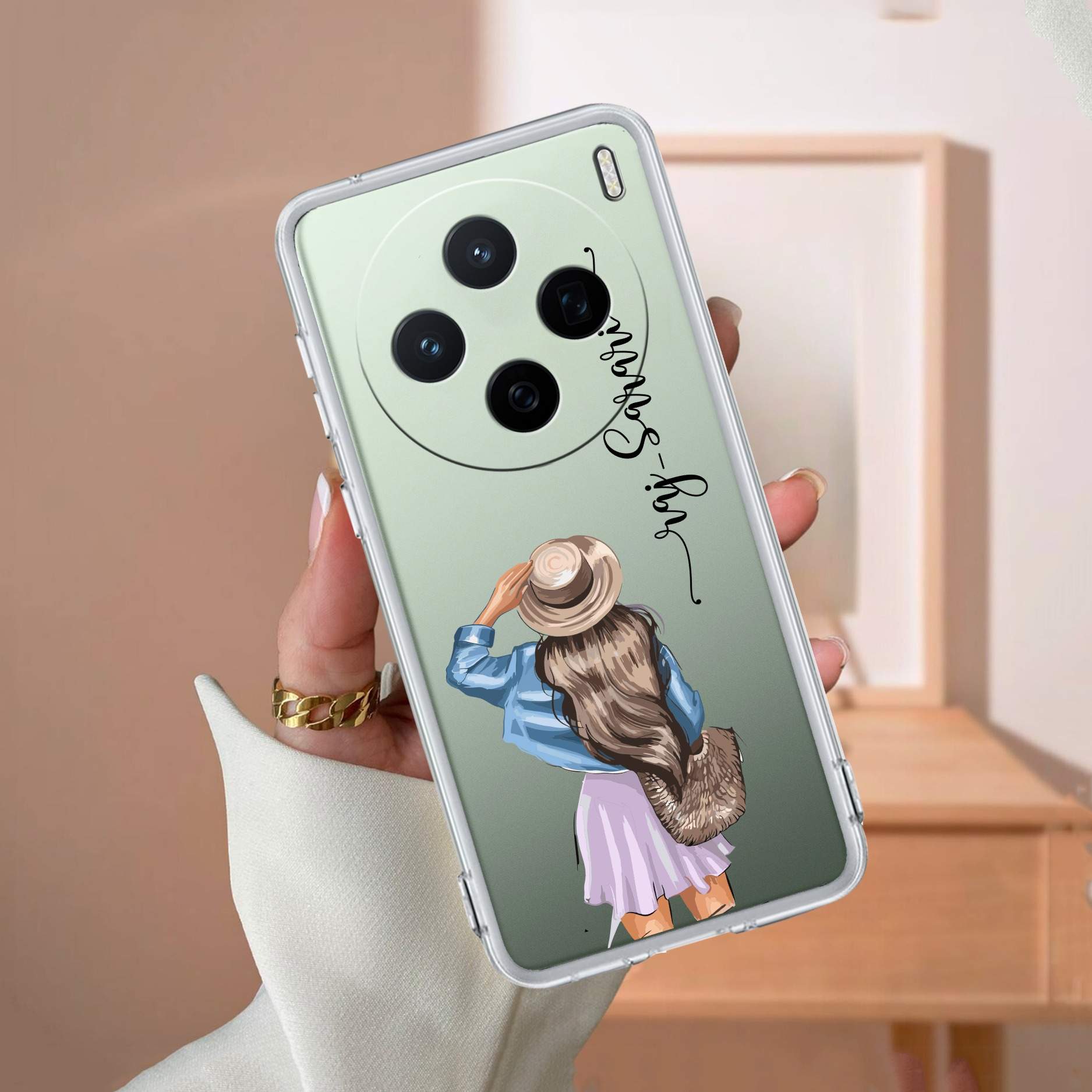 Girl With Hat Customize Transparent Silicon Case For Vivo