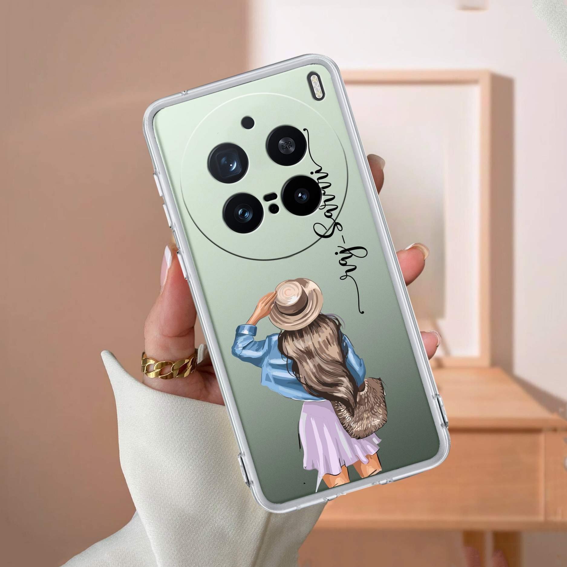 Girl With Hat Customize Anti Yellow Case For Vivo X200 Pro 5G
