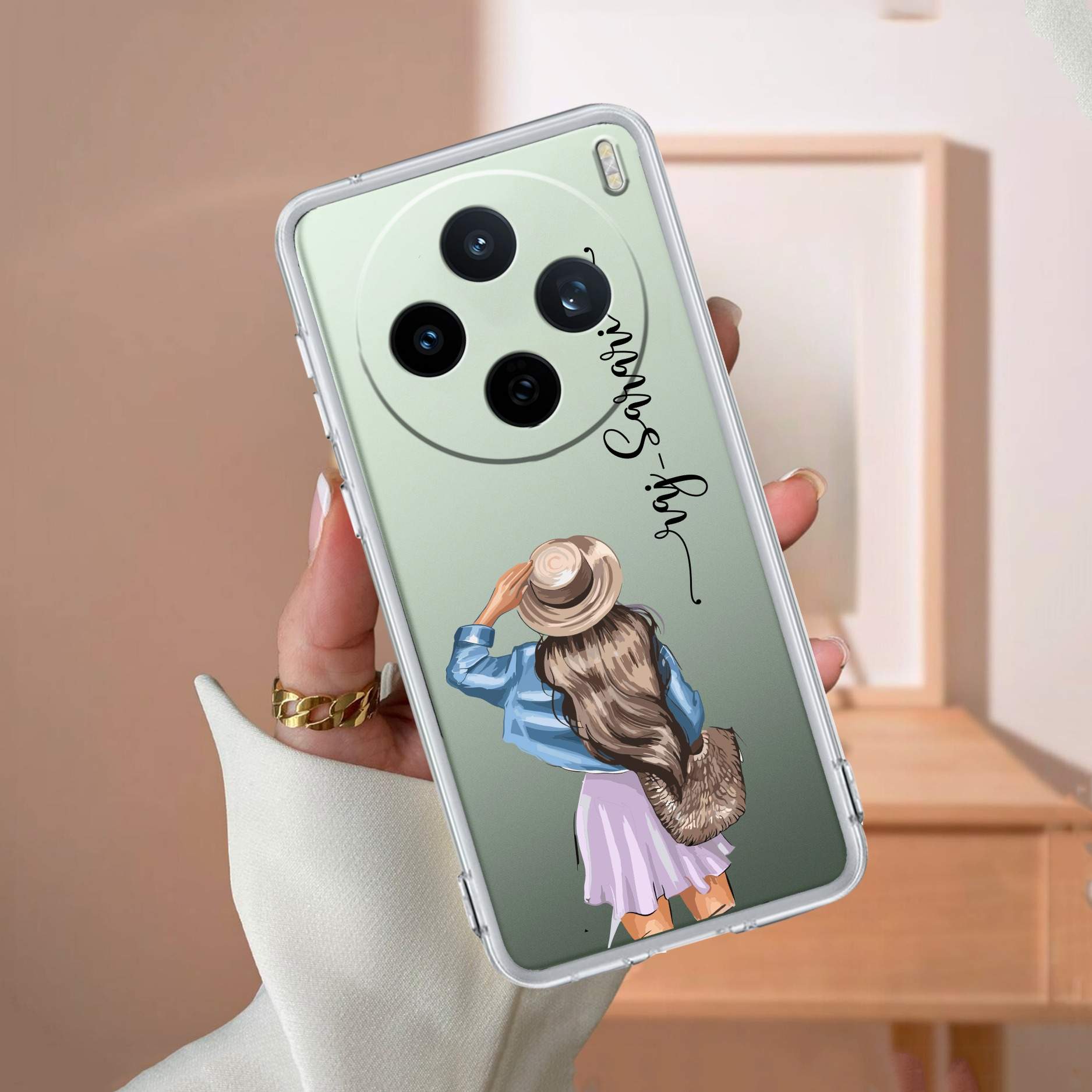 Girl With Hat Customize Transparent Silicon Case For Vivo