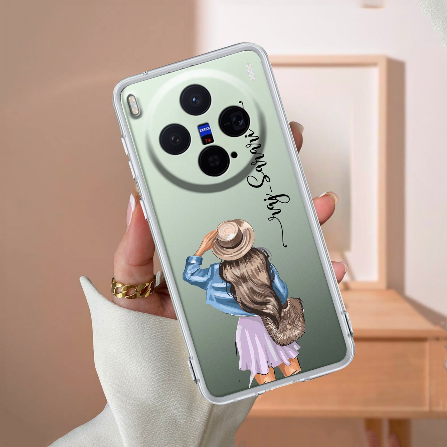 Girl With Hat Customize Transparent Silicon Case For Vivo