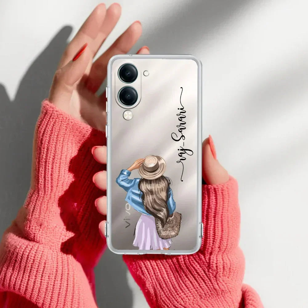 Girl With Hat Customize Transparent Silicon Case For Vivo Y19e