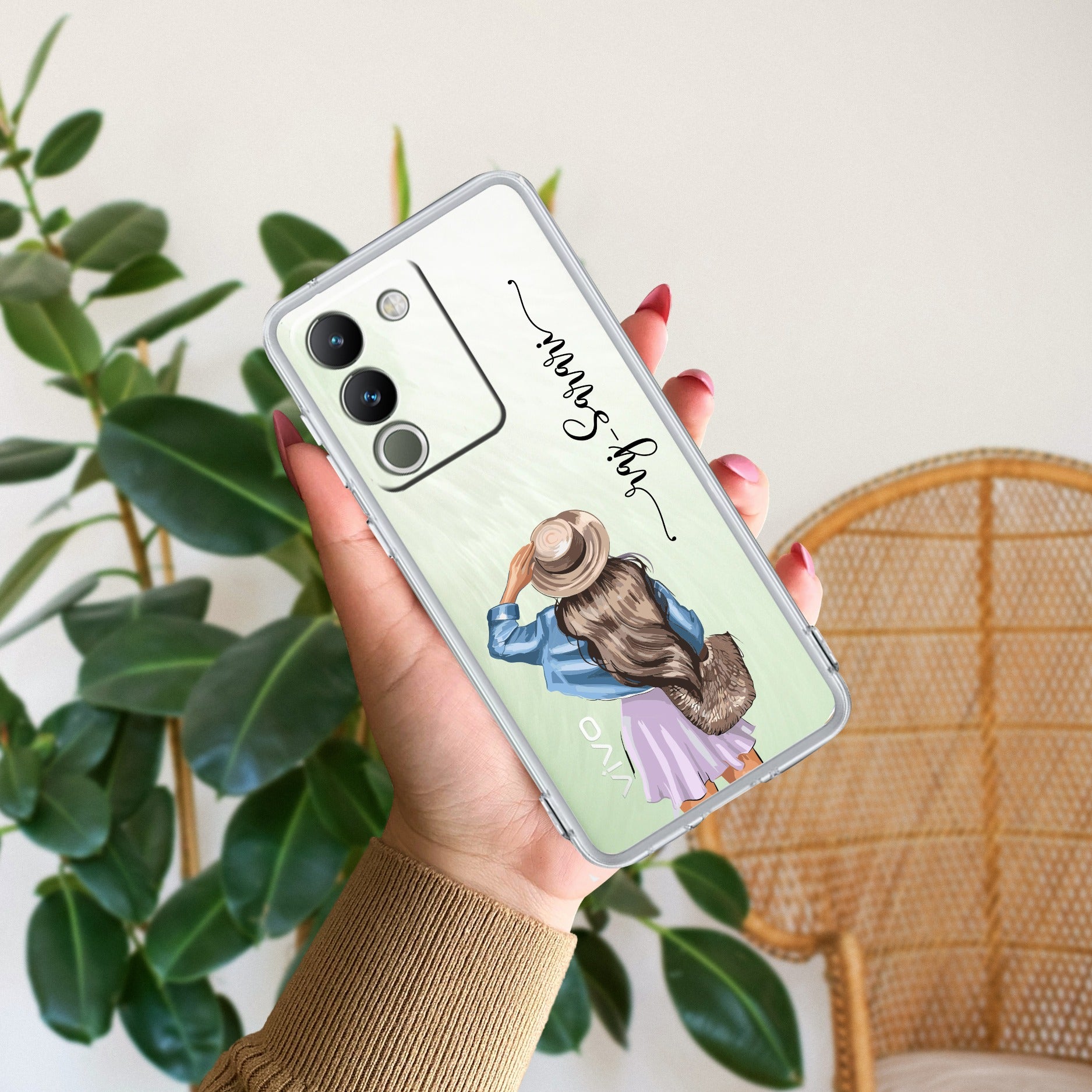 Girl With Hat Customize Anti Yellow Case For Vivo Y200 5G