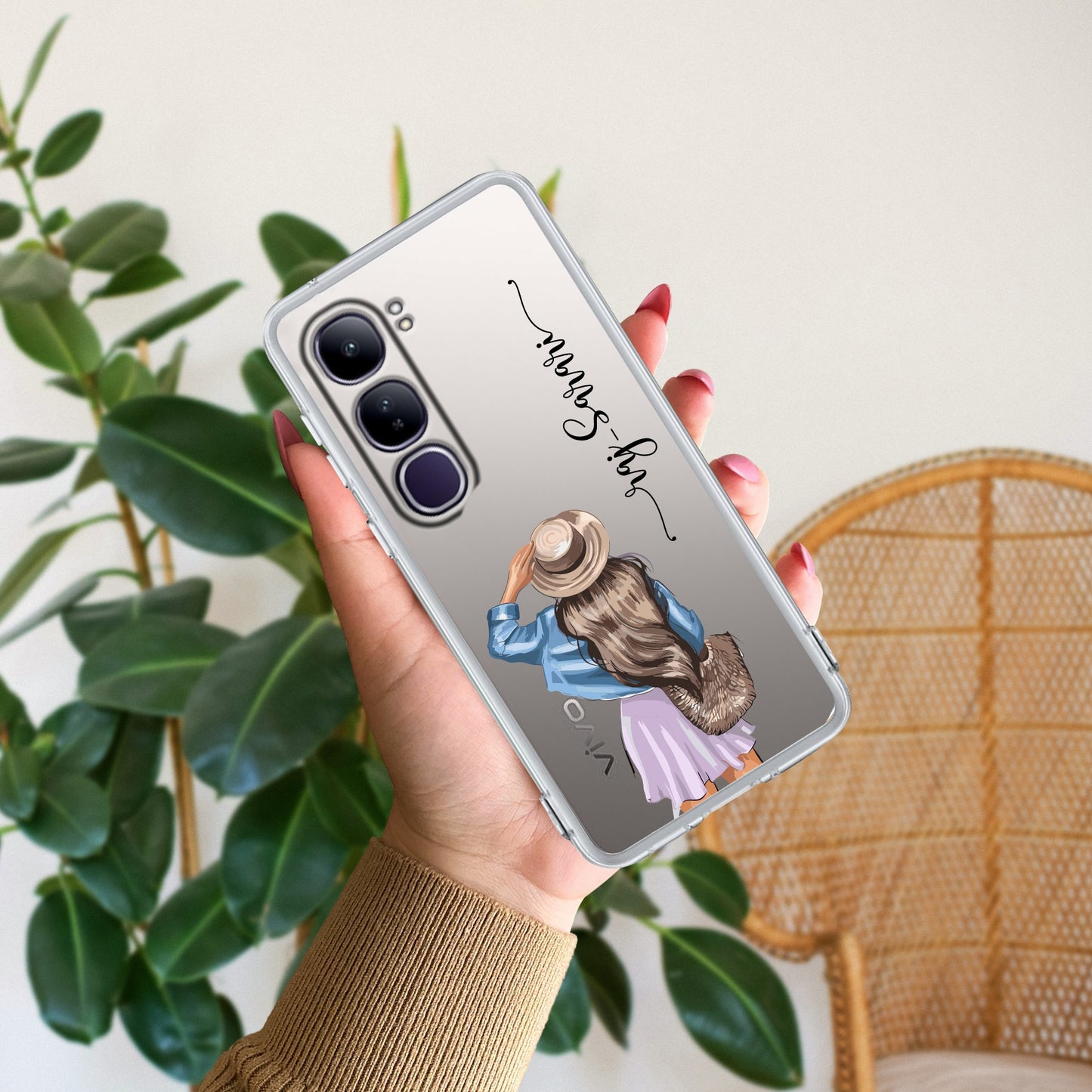 Girl With Hat Customize Transparent Silicon Case For Vivo