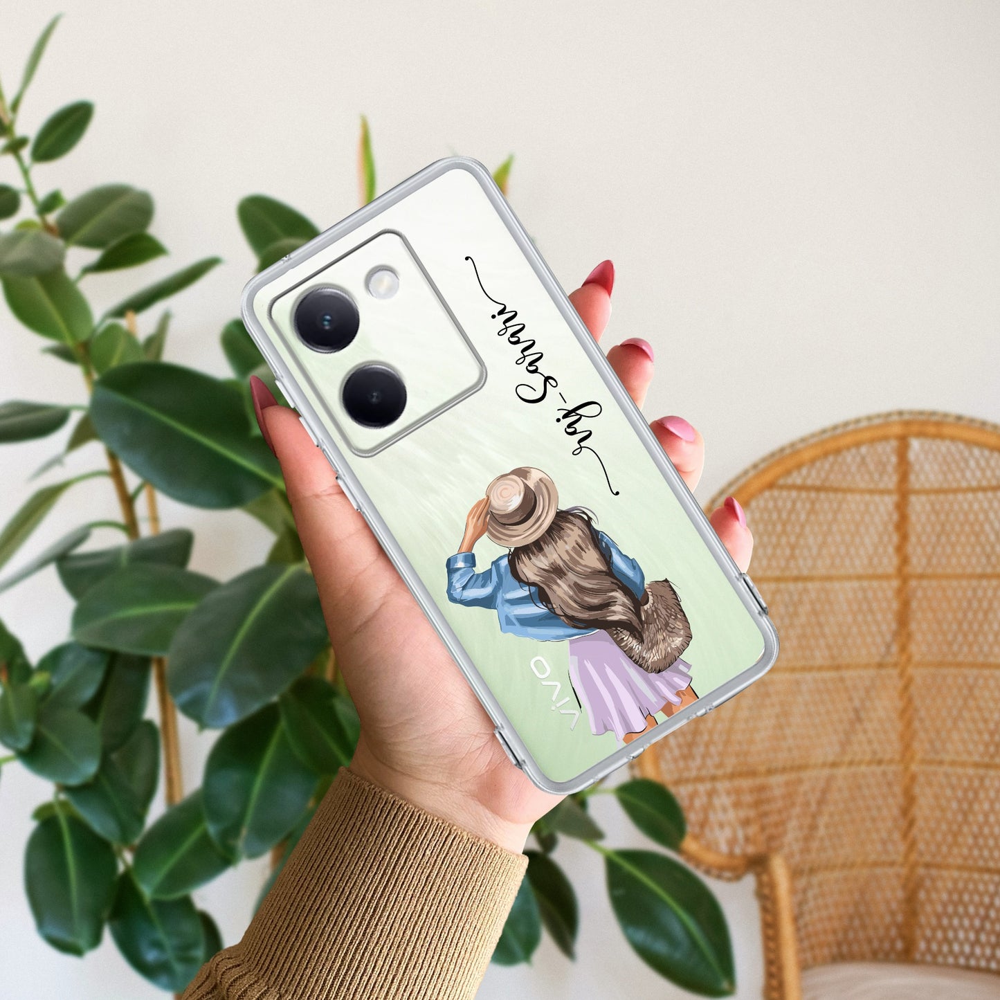 Girl With Hat Customize Transparent Silicon Case For Vivo