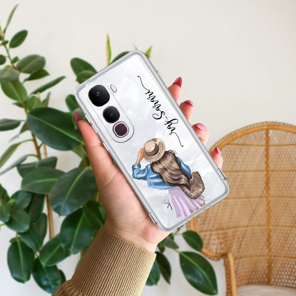 Girl With Hat Customize Transparent Silicon Case For Vivo Y400 5G