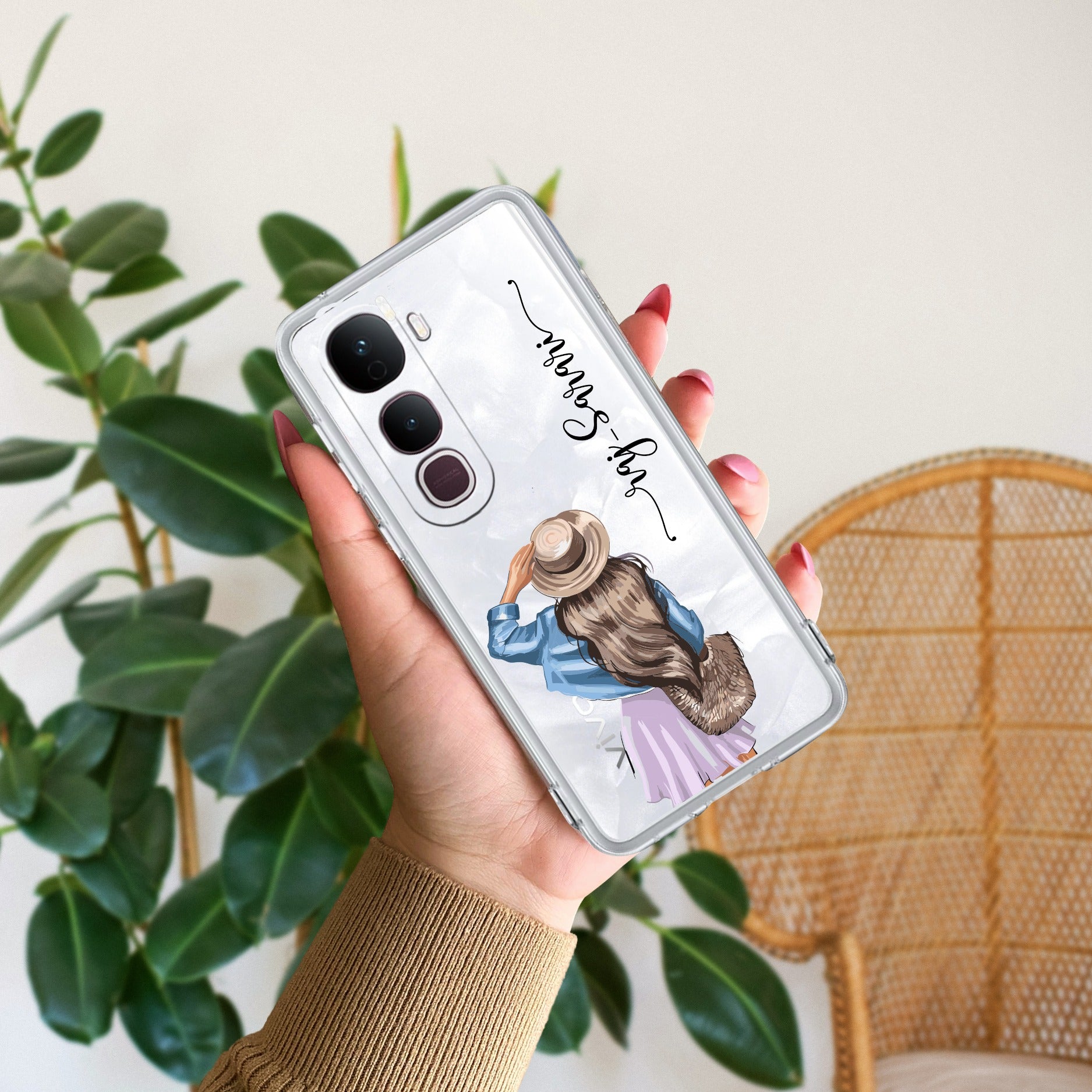 Girl With Hat Customize Anti Yellow Case For Vivo Y400 Pro 5G
