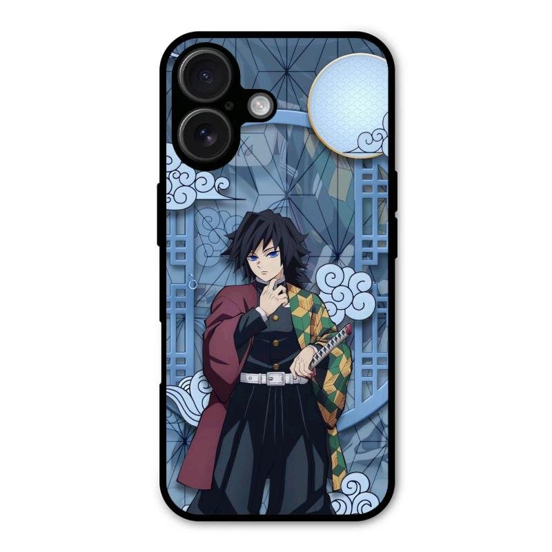 Giyu Tomioka Glass Case Cover For iPhone 16 Plus