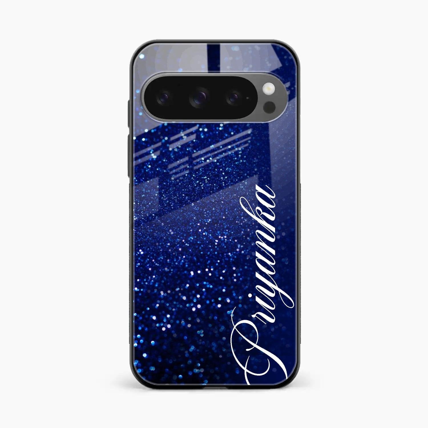 Glitter Customize Glass Case Cover Blue For Google Pixel 10 Pro