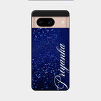 Glitter Customize Glass Case Cover Blue For Google Pixel 8 5G