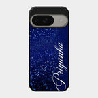 Glitter Customize Glass Case Cover Blue For Google Pixel 9 5G