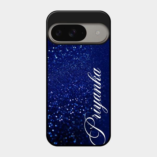 Glitter Customize Glass Case Cover Blue For Google Pixel 9 5G