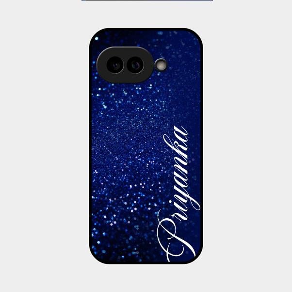 Glitter Customize Glass Case Cover Blue For Google Pixel 9A 5G