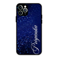Glitter Customize Glass Case Cover Blue For iPhone 11 Pro Max