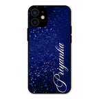Glitter Customize Glass Case Cover Blue For iPhone 12 mini