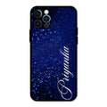 Glitter Customize Glass Case Cover Blue For iPhone 12 Pro Max