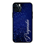 Glitter Customize Glass Case Cover Blue For iPhone 12 Pro