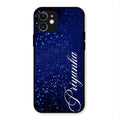 Glitter Customize Glass Case Cover Blue For iPhone 12