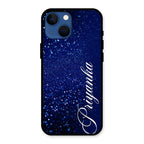 Glitter Customize Glass Case Cover Blue For iPhone 13 mini