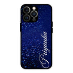 Glitter Customize Glass Case Cover Blue For iPhone 13 Pro