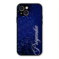 Glitter Customize Glass Case Cover Blue For iPhone 13